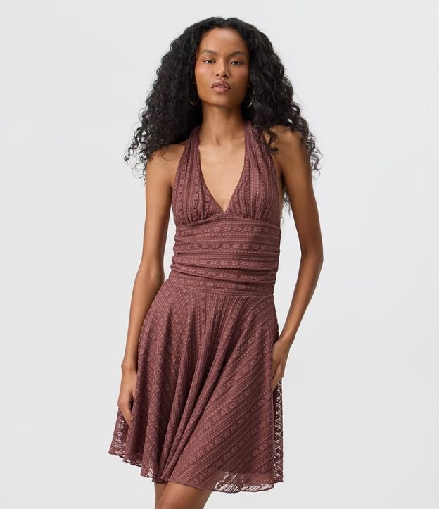 Vestido Midi Frente Unica en Encaje con Lazo 2