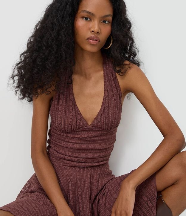 Vestido Midi Frente Unica en Encaje con Lazo 3