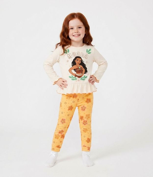 Pijama Infantil con Estampado Moana y Fullprint Floral – Talle 2 a 6 años