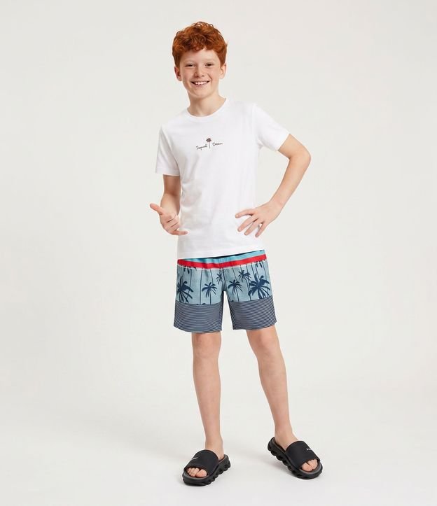 Bermuda Infantil Rayas con Estampa de Palmeras – Talle 5 a 14 años 1