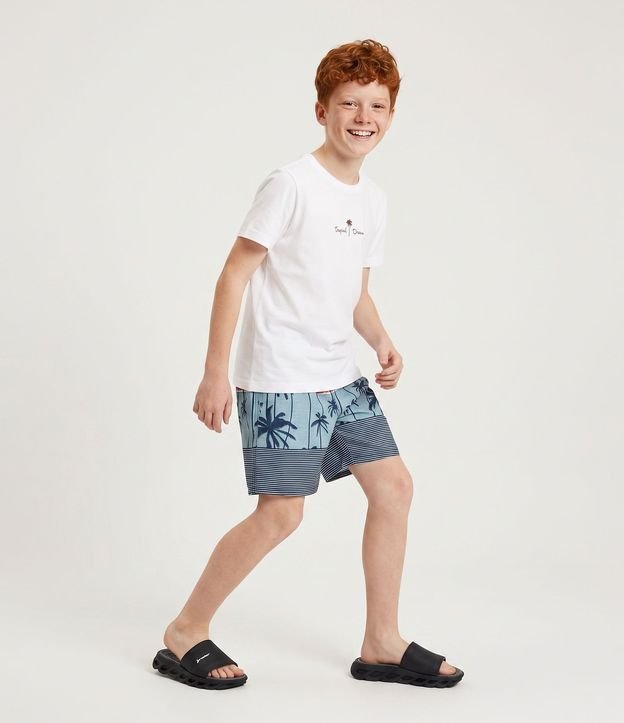 Bermuda Infantil Rayas con Estampa de Palmeras – Talle 5 a 14 años 2