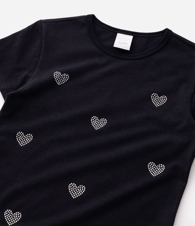 Remera Infantil en Algodón con Aplicación de Corazones en Strass - Talle 5 a 14 años 5