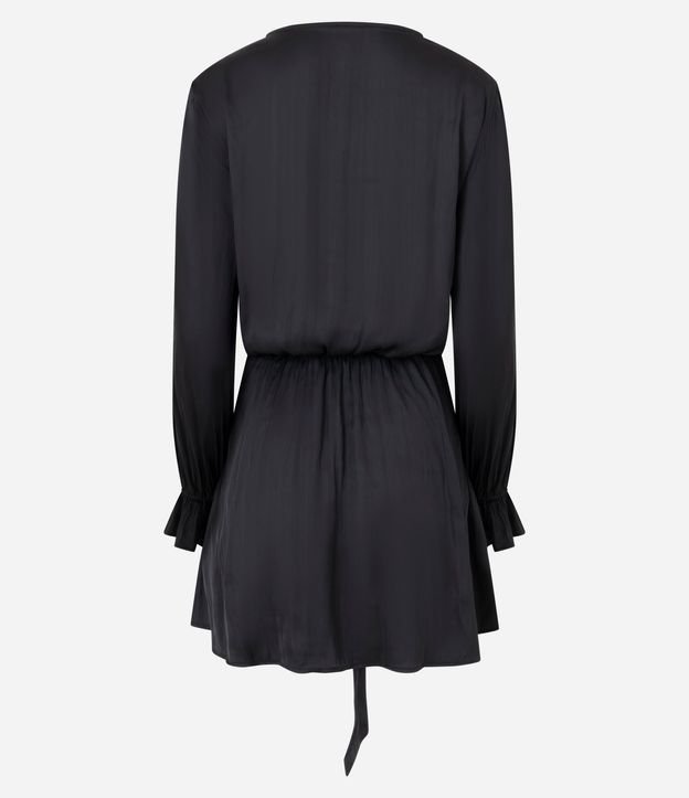 Vestido Corto en Satén Crinkle con Lazo 7