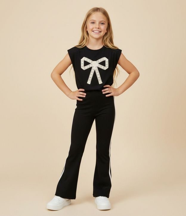 Remera Boxy Lazo con Encaje Infantil - Talle 5 a 14 años