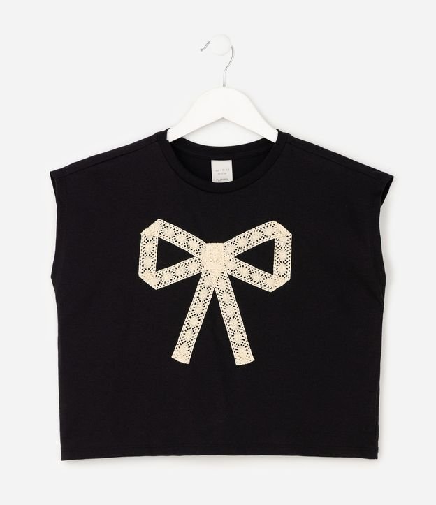 Remera Boxy Lazo con Encaje Infantil - Talle 5 a 14 años 2