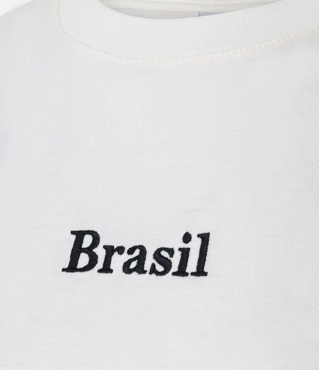 Remera en Algodón con Lettering Brasil y Bajo Asimétrica con Encaje 7