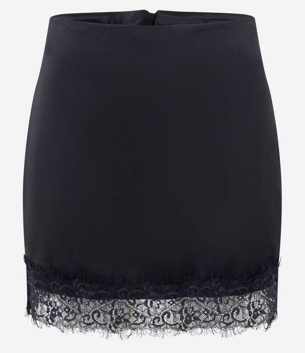 Short Pollera Satinado con Aplicación de Encaje en el Ruedo 5