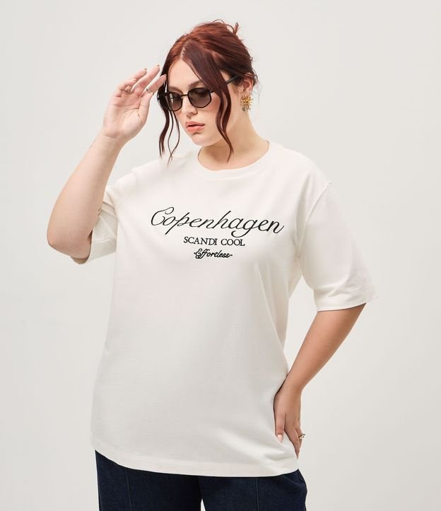 Blusa Alargada en Algodón con Bordado Copenhagen Curve & Plus Size