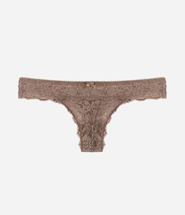 Bombacha Bikini Hilo en Encaje Floral con Moña en la Cintura 5