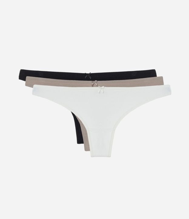 Kit 03 Bombachas Bikini Hilo en Algodón con Moña