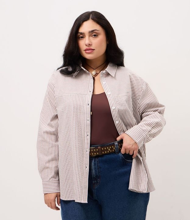 Camisa en Ana Ruga Rayada Curve & Plus Size