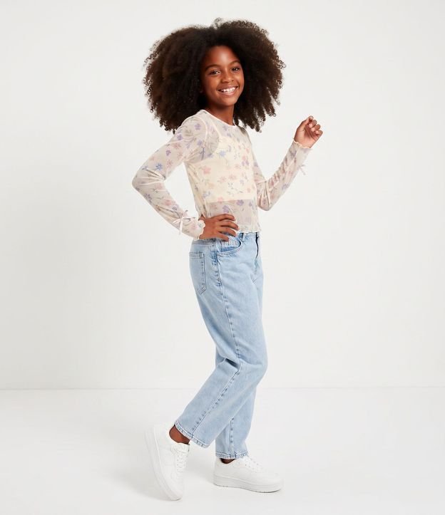 Blusa Infantil en Tule con Top Por Debajo - Talle 7 a 16 años 2
