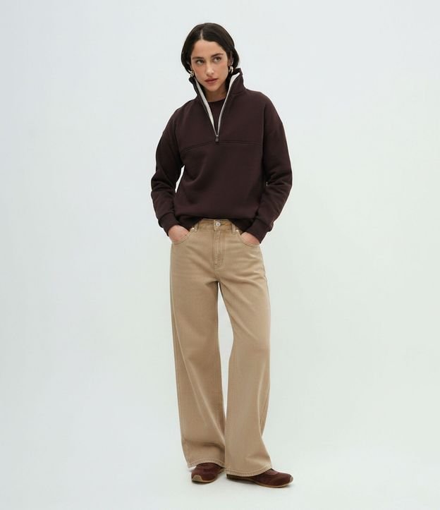 Pantalón Wide Leg en Sarga con Cintura Alta 1