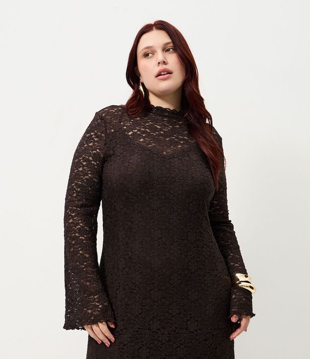Vestido en Encaje de Manga Larga Flare Curve & Plus Size 2