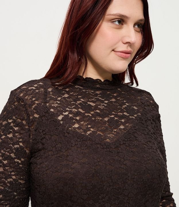 Vestido en Encaje de Manga Larga Flare Curve & Plus Size 3