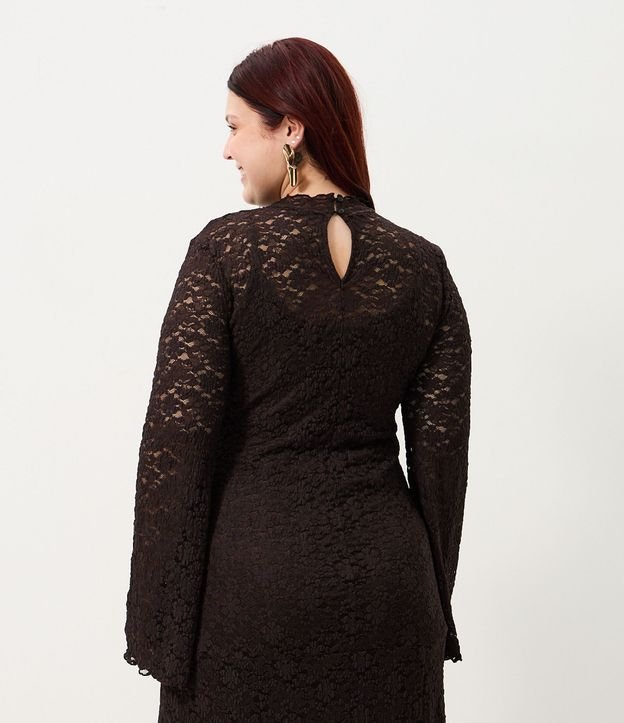 Vestido en Encaje de Manga Larga Flare Curve & Plus Size 5