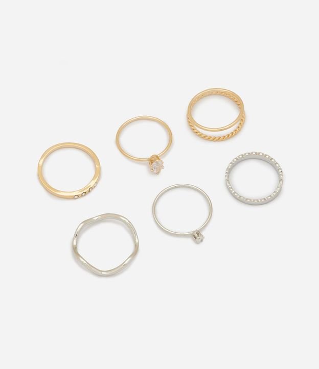 Kit 06 Anillos en Metal con Aplicación de Piedras