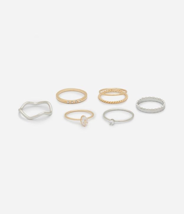 Kit 06 Anillos en Metal con Aplicación de Piedras 2