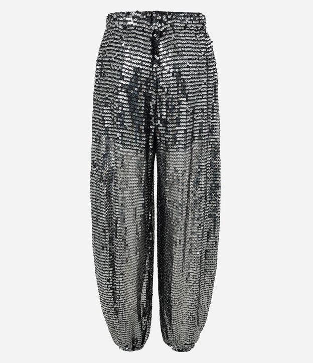 Pantalón Balloon en Lentejuelas con Bajo Ajustada 7
