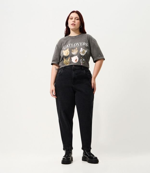 Pantalón de jean Mom Black con Elastano Curve & Plus Size