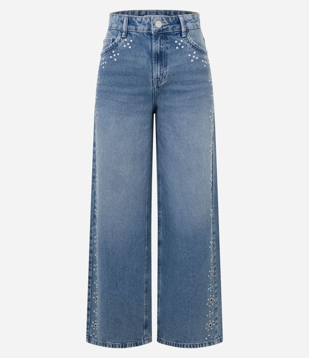 Pantalón Wide Leg en Jeans con Cintura Baja y Ojal en el Lateral 5