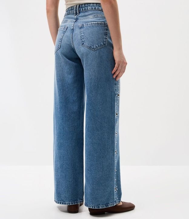 Pantalón Wide Leg en Jeans con Cintura Baja y Ojal en el Lateral 4