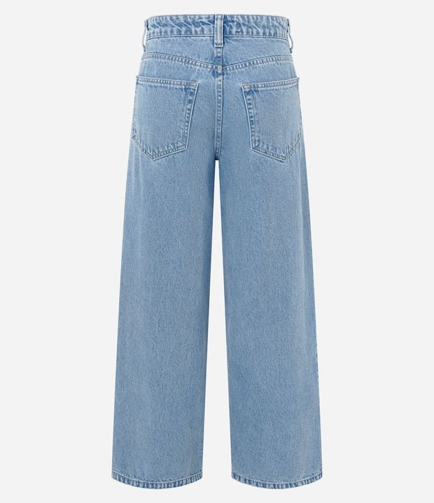 Pantalón Wide Leg Jeans con Cintura Mediana y Bordado Floral 3