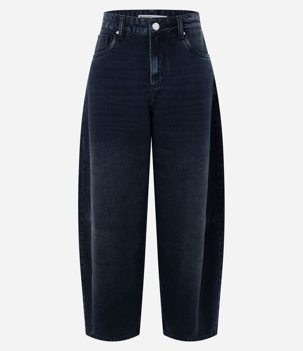 Pantalón Barrel Jeans con Cintura Alta y Lavado Desteñido 5