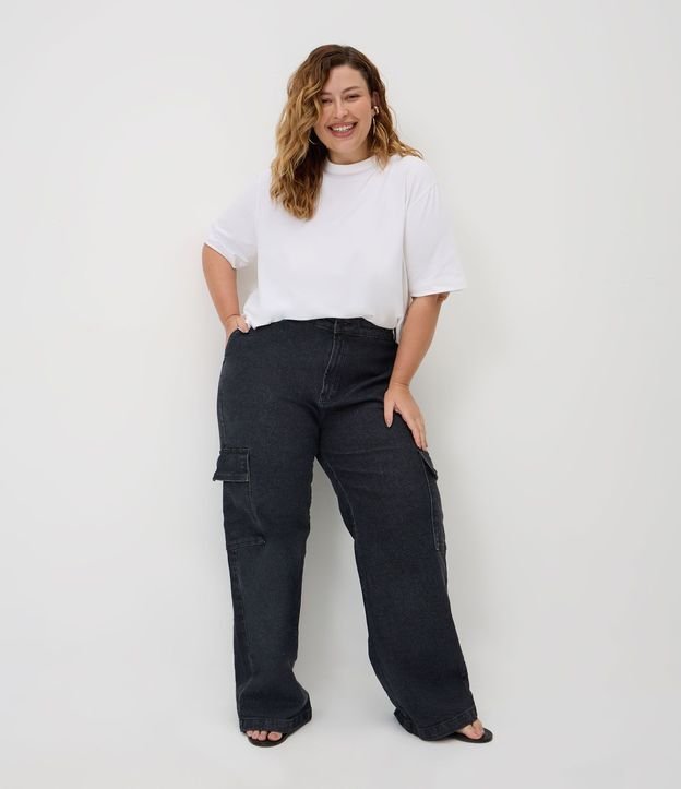 Pantalón Recto Jeans con Bolsillos Cargo Curve & Plus Size