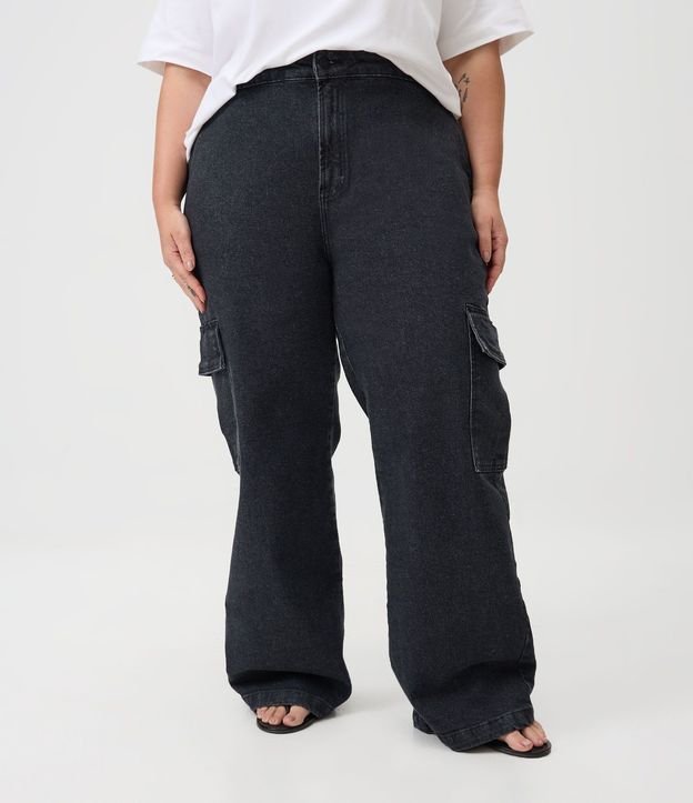 Pantalón Recto Jeans con Bolsillos Cargo Curve & Plus Size 2