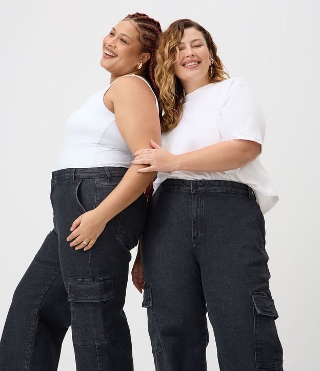 Pantalón Recto Jeans con Bolsillos Cargo Curve & Plus Size 3