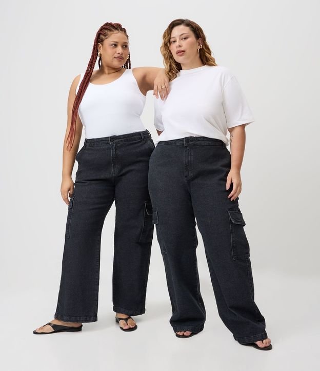 Pantalón Recto Jeans con Bolsillos Cargo Curve & Plus Size 6