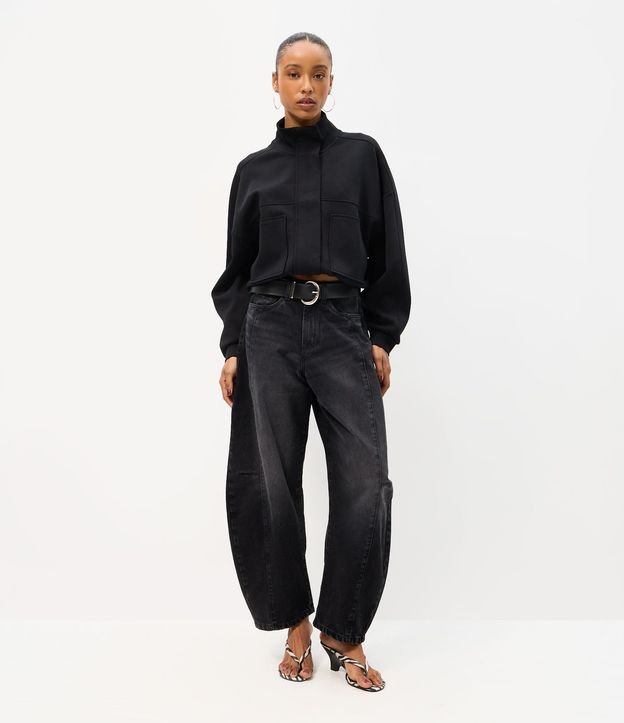 Pantalón Baggy Balloon en Jeans con Cinturón en PU