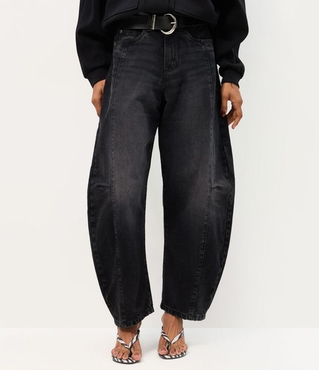 Pantalón Baggy Balloon en Jeans con Cinturón en PU 2