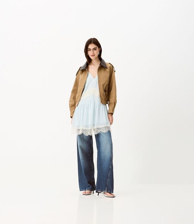 Pantalón Wide en Jeans con Cintura Dobrada y Lateral Deslocada 1
