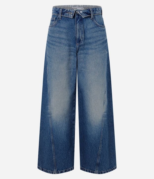 Pantalón Wide en Jeans con Cintura Dobrada y Lateral Deslocada 8