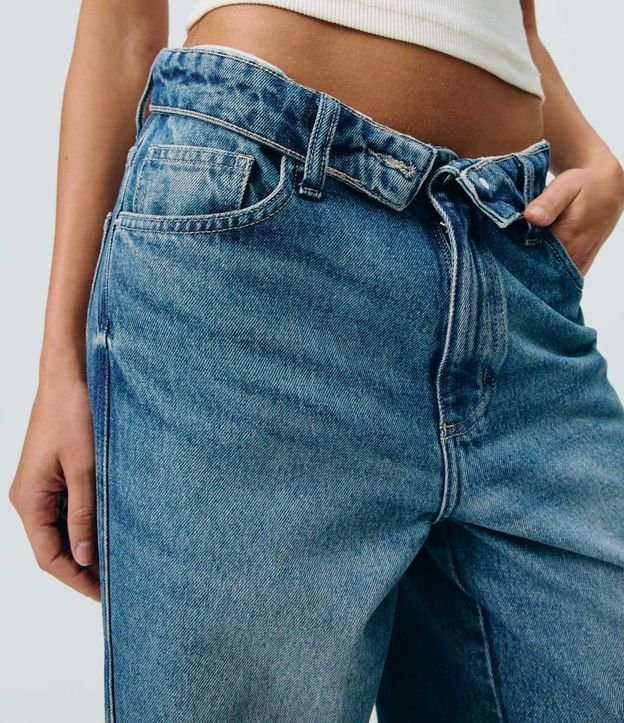 Pantalón Wide en Jeans con Cintura Dobrada y Lateral Deslocada 6