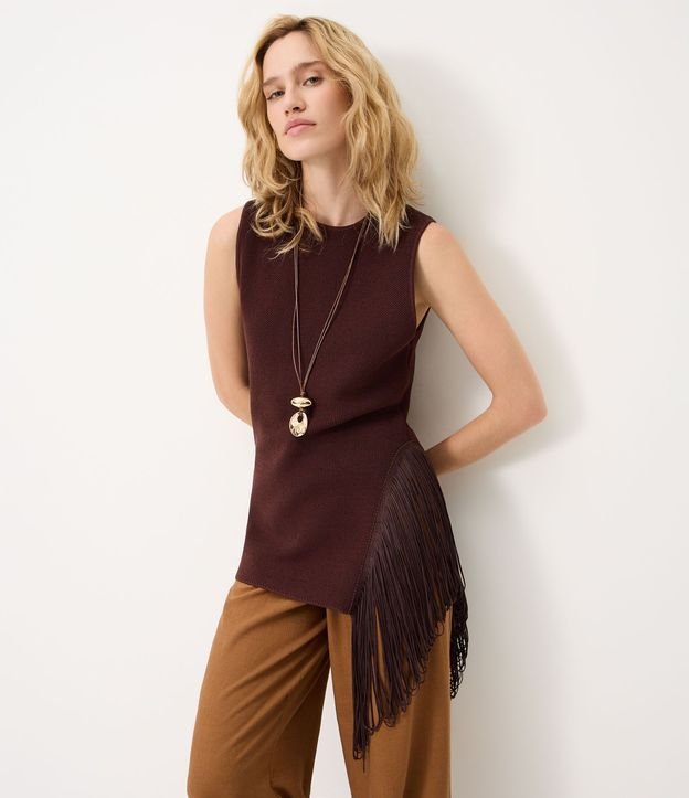 Blusa Alargada en Punto con Franjas