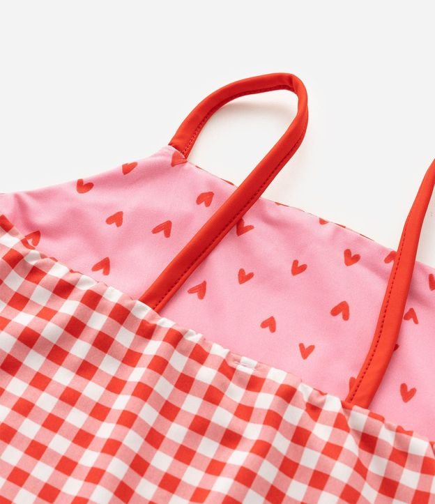 Malla Infantil doble faz con Estampado de cuadros Vichy y Corazones – Talle 5 a 14 años 5