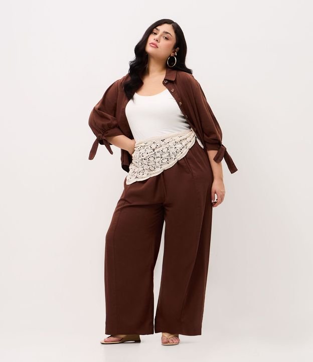 Pantalón Pantalona en Sarga con Cintura Elástica Curve & Plus Size 1