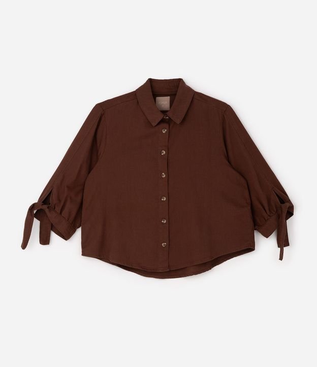 Camisa en Sarga con Lazo en el Puño y Manga 7/8 Curve & Plus Size 5