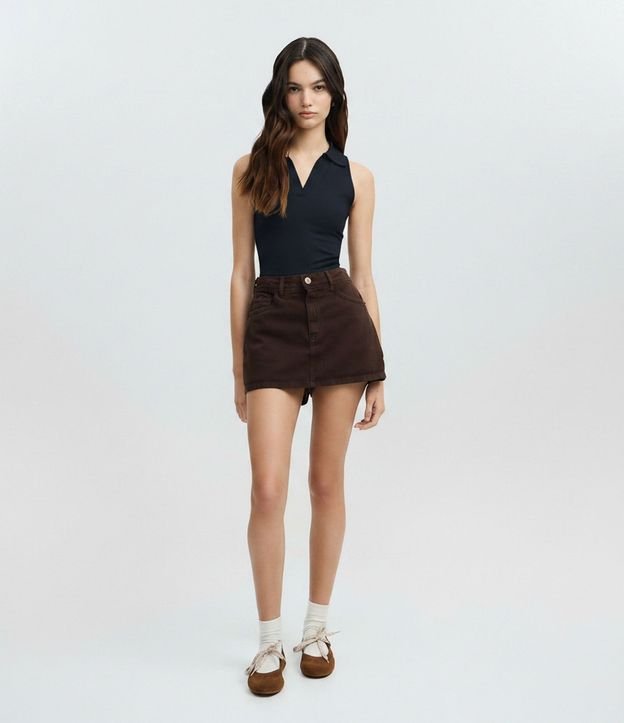 Blusa Polo en Escote V sin Mangas