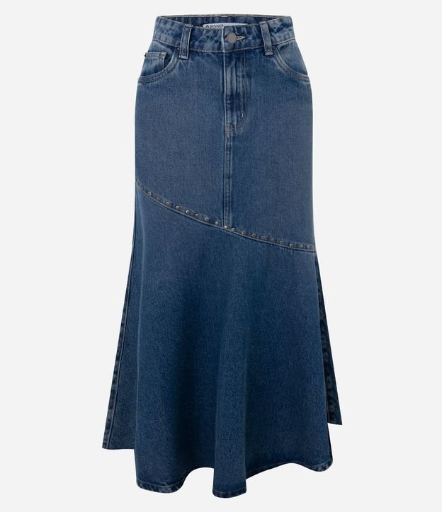 Pollera Midi en Jeans con Cintura Mediana y Tachuelas 5