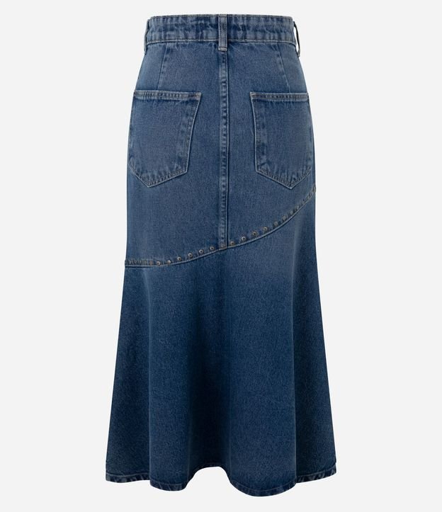 Pollera Midi en Jeans con Cintura Mediana y Tachuelas 6