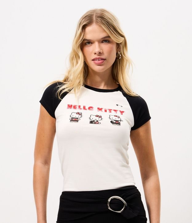 Remera Raglán en Algodón con Estampa de Hello Kitty