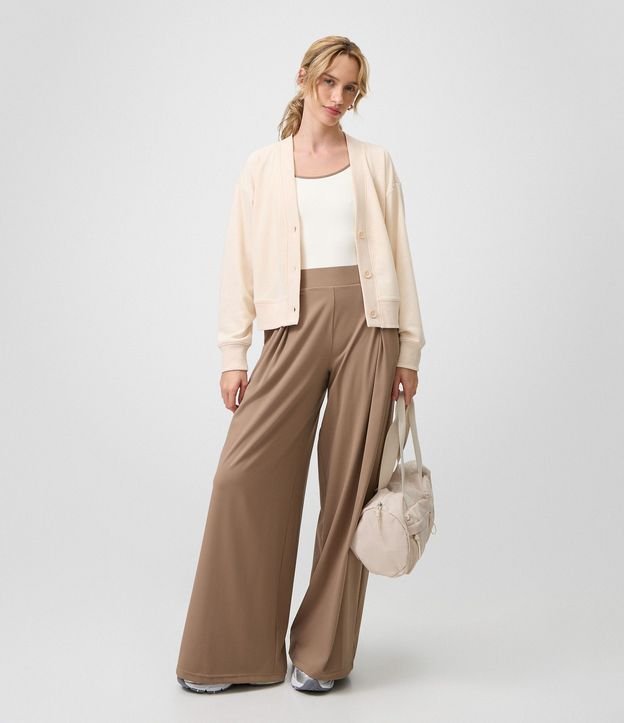 Pantalón Deportiva en Microfibra con Pliegue Delantero