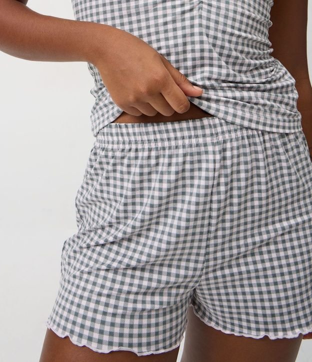 Pijama Corto en Peach Touch de Cuadros con Fruncido en el Busto 3