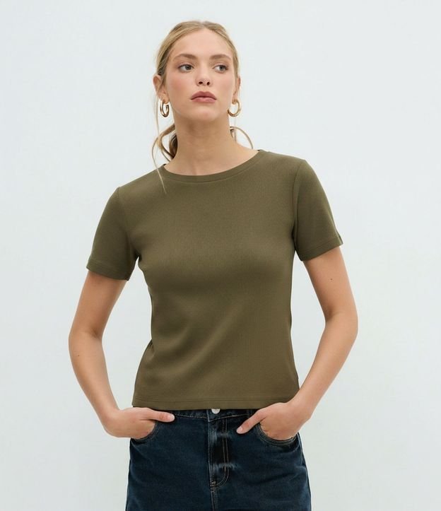 Blusa Básica en Rib con Hombro Caído