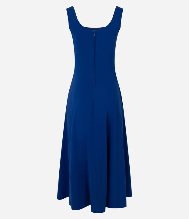 Vestido Evasê Midi en Viscosa con Escote Cuadrado y Recortes 6
