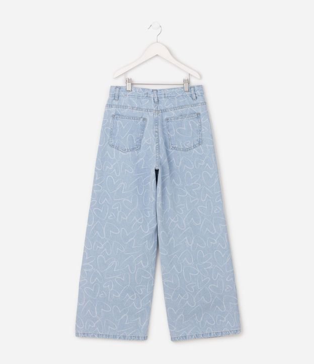 Pantalón de jean Wide Leg Infantil con Estampa de Corazones - Talle 5 a 16 años 3